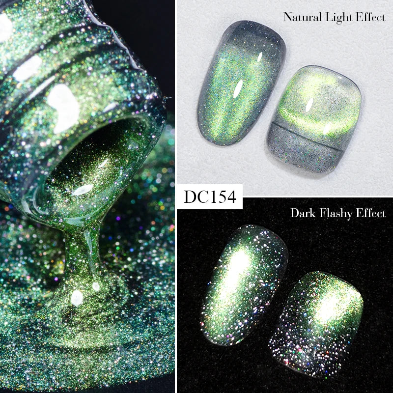 7ML Ice Transparent Glass Bead Moonlight Cat Eye Magnet Gel Nail Polish Jelly Ultra Shine Glitter Semi Permanent Soak Off UV Gel