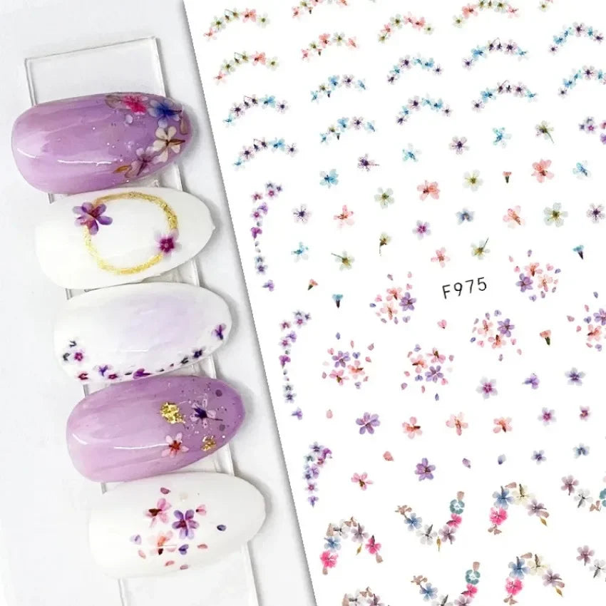 Elegant Butterfly Nail Manicure Stickers Blue Butterflies Leopard Retro Flowers Adhesive Decal Wedding Charm Manicure Tips