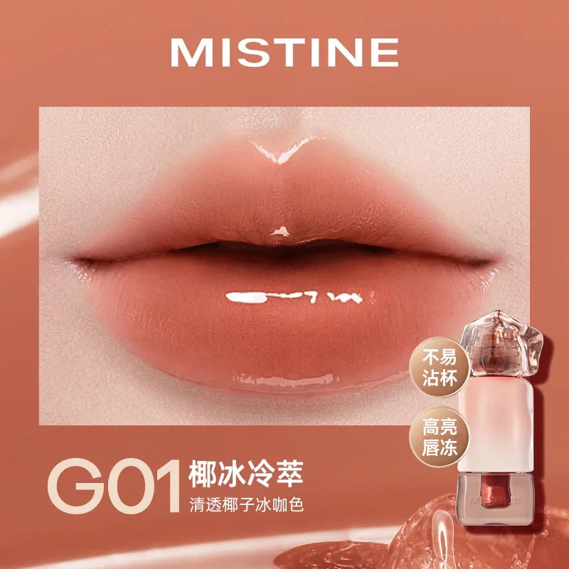 Mistine Lipstick Nude Long Wear Lip Creamy Korean Makeup Matte Lip Glaze Mirror Gloss Lip Jelly Long Lasting 2.9g