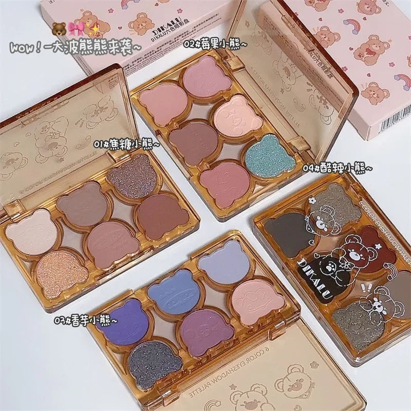 6 Colors Matte Eyeshadow Palette Fine Shimmering Pearlescent Smoky Gray Red Black Eye Shadow Wine Red Eye Makeup Wholesale