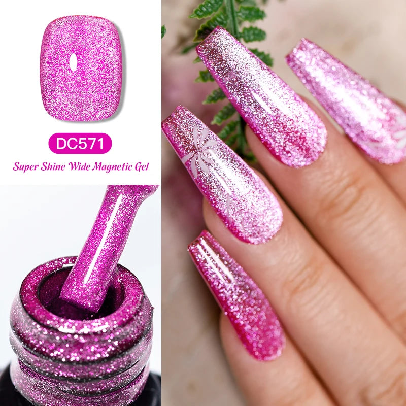 7ML Ice Transparent Glass Bead Moonlight Cat Eye Magnet Gel Nail Polish Jelly Ultra Shine Glitter Semi Permanent Soak Off UV Gel
