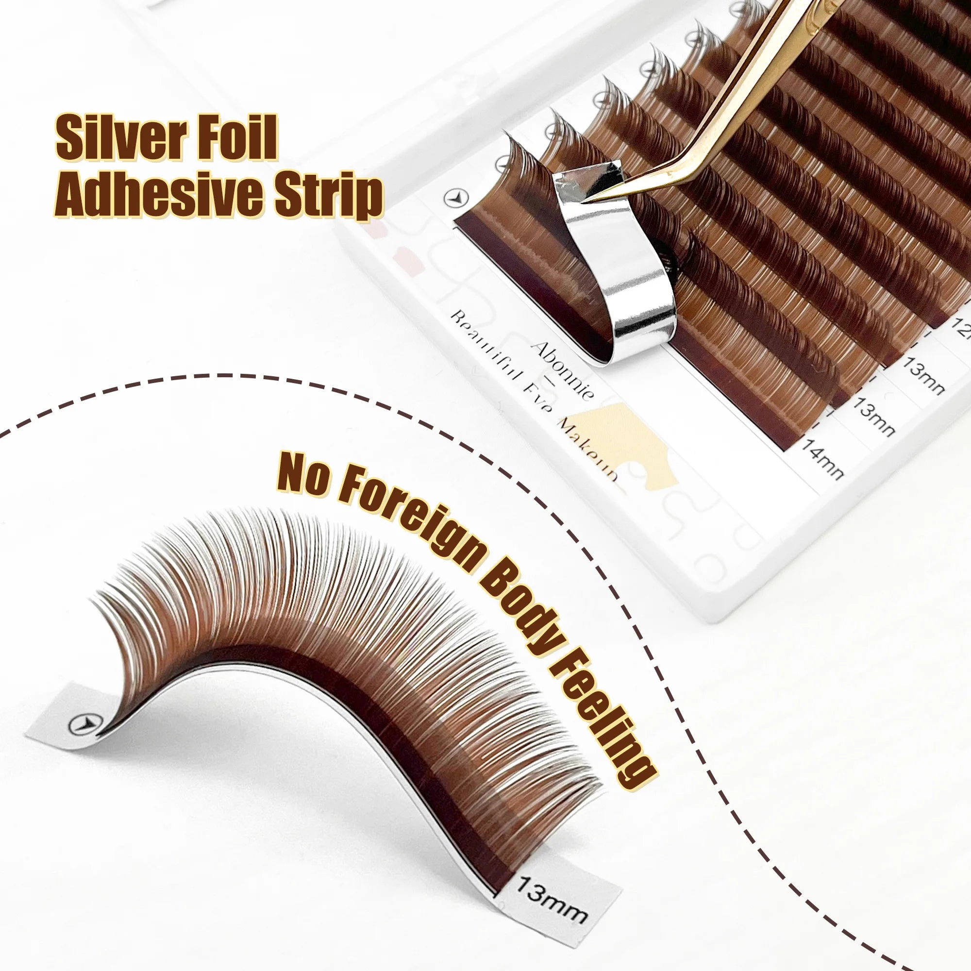 Abonnie Brown Individual Eyelashes Extension All Size Lashes Colorful Premium Classic Lashes