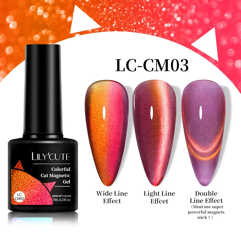 LILYCUTE 7ml Fruit Grape Purple Cat Magnetic Gel Nail Polish Vernis Semi Permanent Soak Off Colorful Gel Polish Nails Supplies