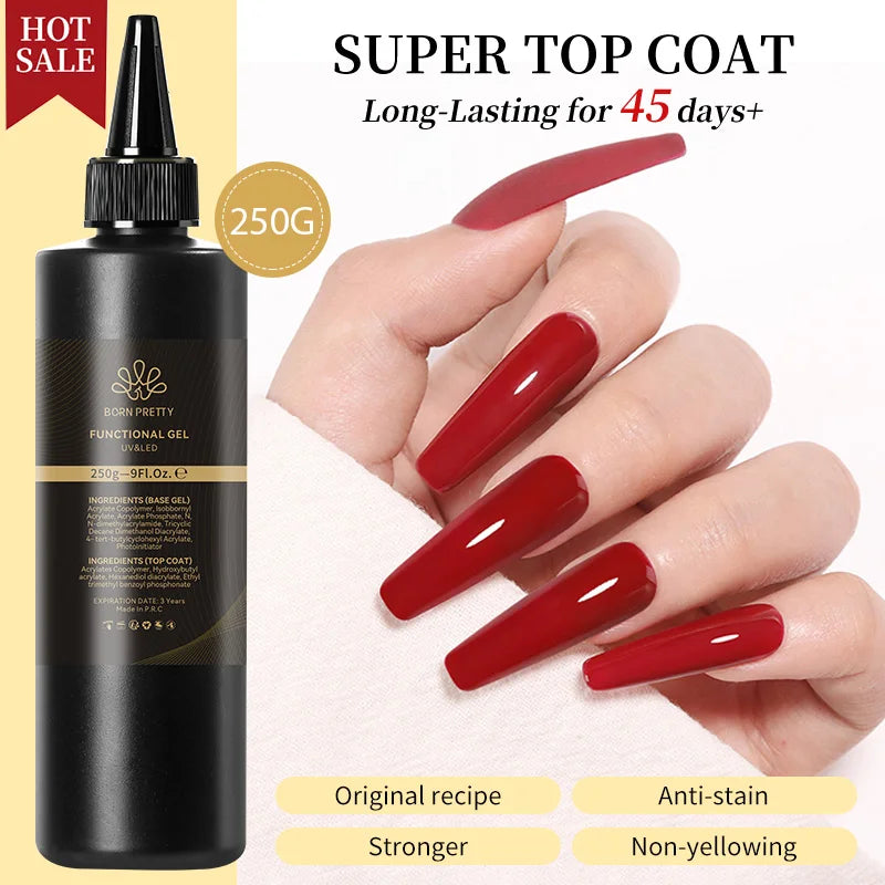 BORN PRETTY 250g Pure Black White Color Gel Nail Polish Semi Permanent Jelly Nude Gel Refilled Package Soak Off UV LED Gel