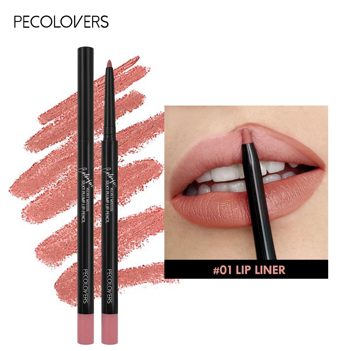 12 Colors Lip Liner , Matte Dewy Finish Long Lasting Waterproof Smudge Proof Lip Liner
