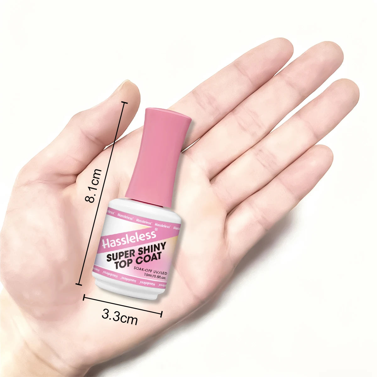 Hassleless Single Pack Ultra-Gloss Top Coat Gel Nail Polish - Glossy gel top coat, clear and removable LED nail polish, long-las