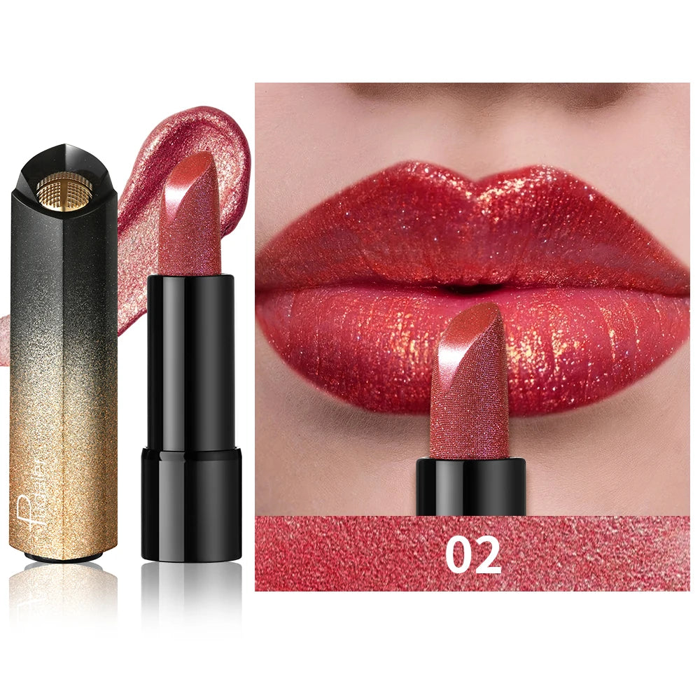 Metallic Shimmer Lipstick, Pearly Glitter Shine, Creamy Smooth Texture, High Pigment Party Makeup