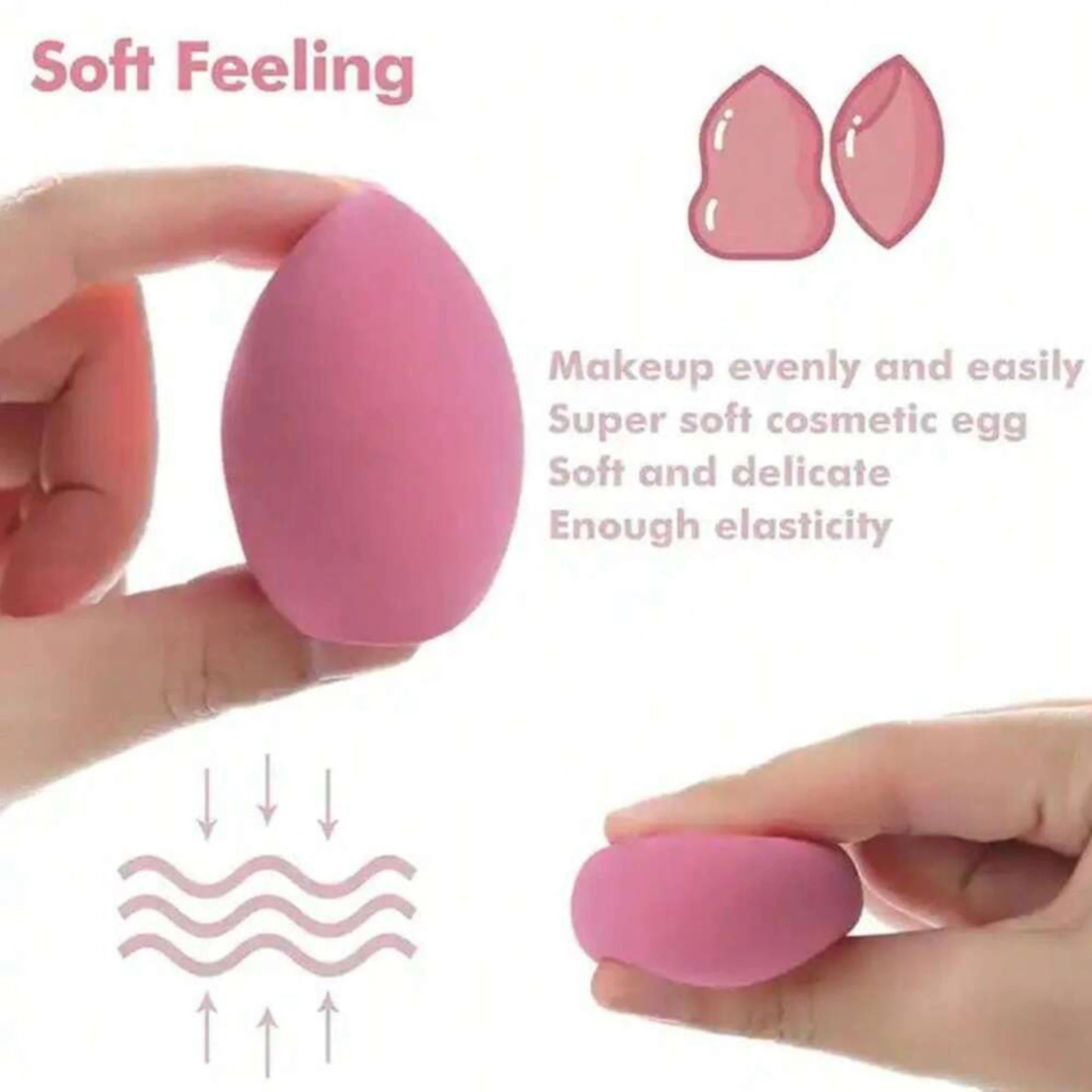 1Box Makeup Sponge Puffs (4pcs) - Blending Sponge For Foundation, Powder & Liquid Makeup, Makeup Sponge With Travel-Friendly Sto