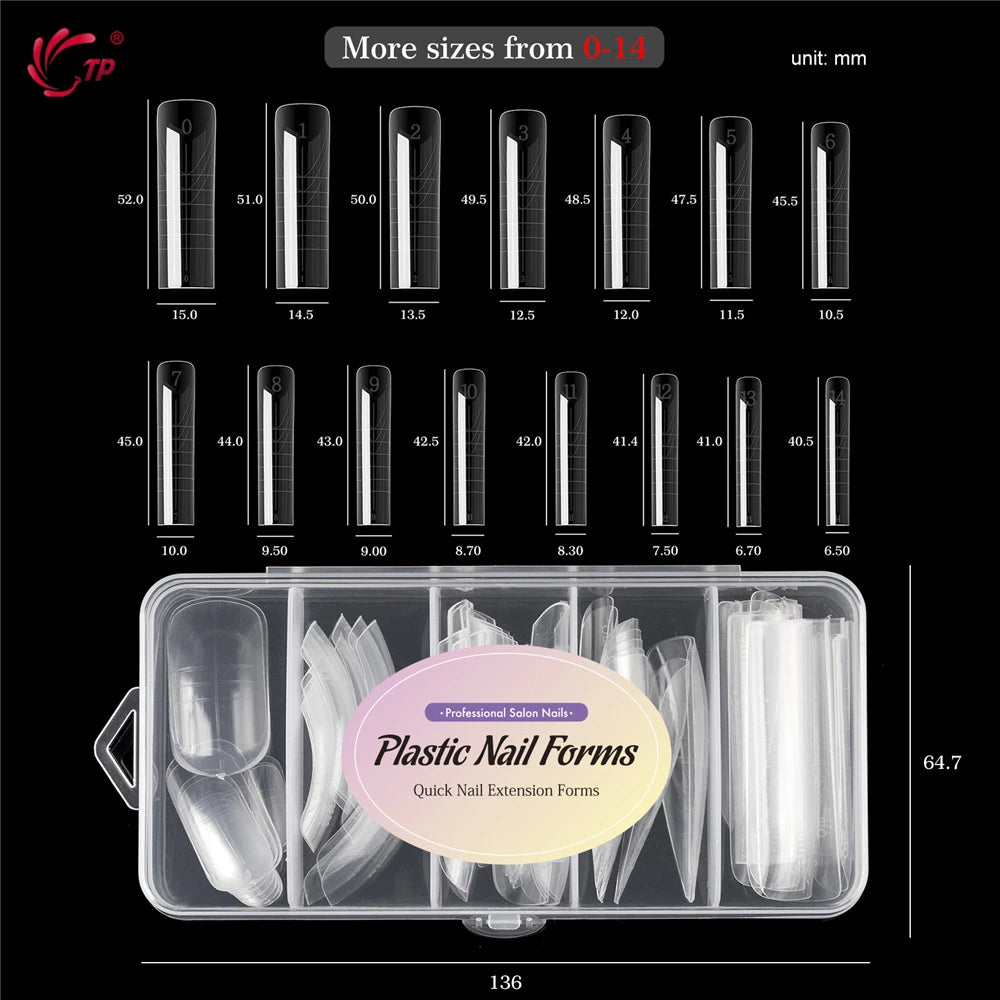 TP New 60pcs/75pcs Dual Nail Forms Quick Building Gel Mold Full Cover Acrylic False Nail Tips Top Forms Extension Manicure Tools