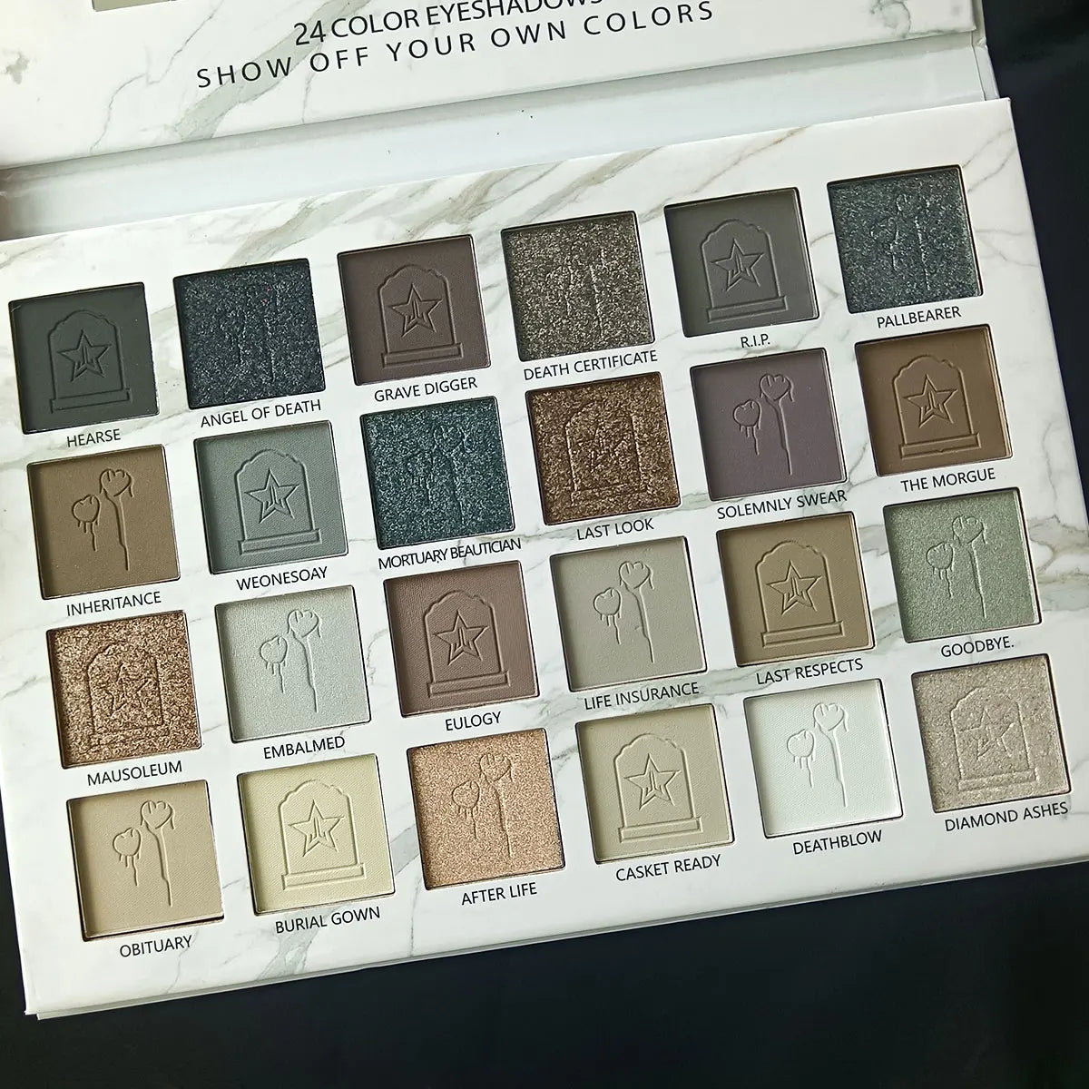 24-Color Dark Elf Eyeshadow Palette, Gothic Vampire Style Makeup Set, High-Pigment Shimmer/Glitter Eye Makeup, Christmas Gift