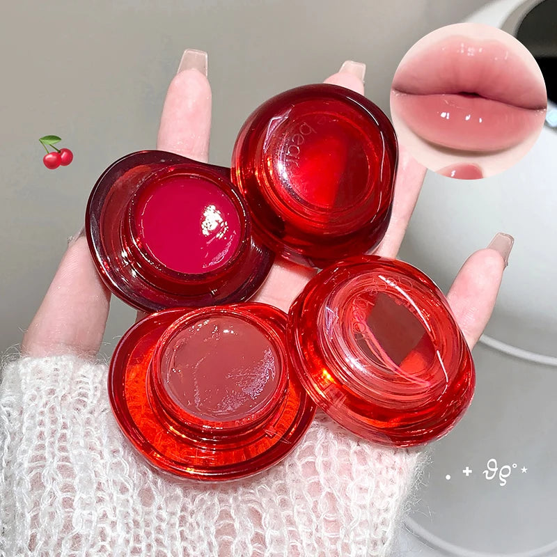 Canned Jelly Mirror Lipstick Peach Pink Lip Cheek Dual-use Cream Solid Lip Gloss Lasting Moisturizing Rouge Blush Korean Makeup