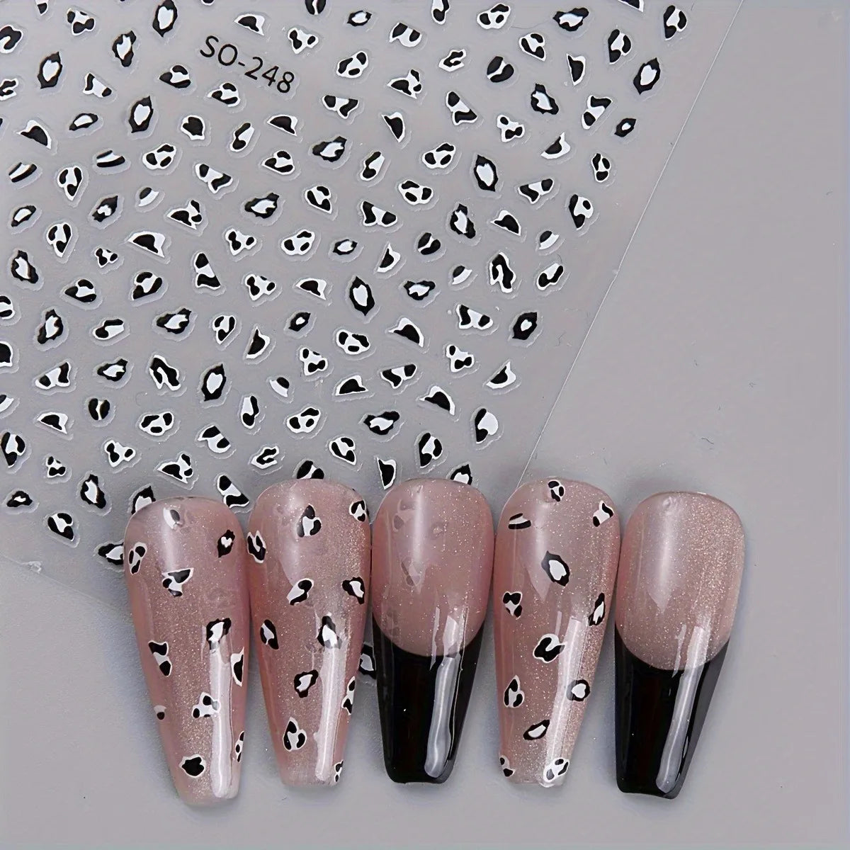 3PCS Meilad leopard print nail stickers, easy to apply for DIY nail decoration, gifts, party and wedding makeup styling