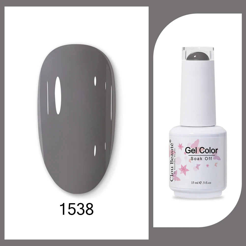 Clou Beaute 15ml HEMA TPO FREE Gel Nail Polish Bright Dark Army Green Gel Lacquer Semi Permanent Art Organic  Nail Gel Varnish