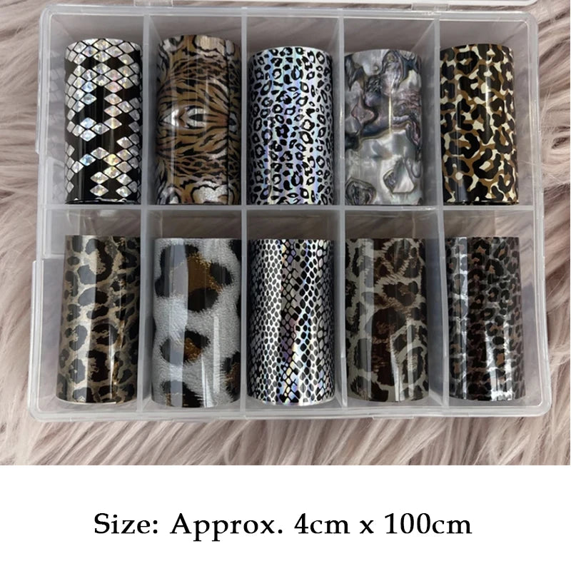 Neon Jelly Animal Nail Foils for Transfer Paper Stickers Sliders Adhesive Wraps DIY Water Leopard Print Nail Art Decorations