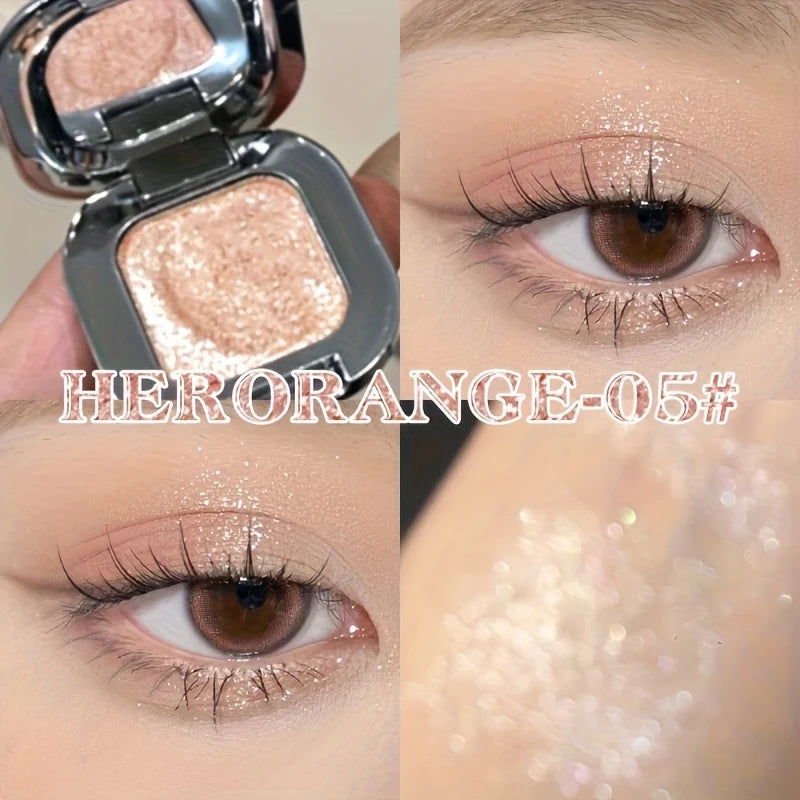 Hwrorange Square Diamond Highlight Single Color Eyeshadow, Fine Sparkle, Explosive Shine, Even and Full Color, Delicate and Soft Texture, Waterproof and Long-Lasting, Versatile for Daily Use, Essential Christmas Gift