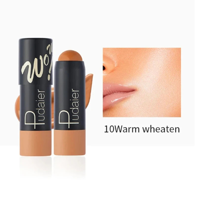Full Coverage Lightweight Foundation Stick Contour Face Makeup Lasting Nude Foundation Base Hide Blemish Bronzer Cosmetics Brush