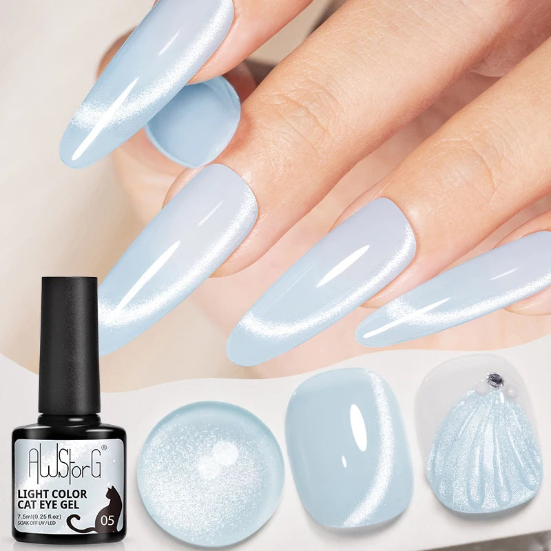 AWStorG 7.5ml Golden Gradient Cat Eye Nail Polish Gel Phototherapeutic Gel Soak Off Nail Magnetic Gel Polish Nail Art DlY
