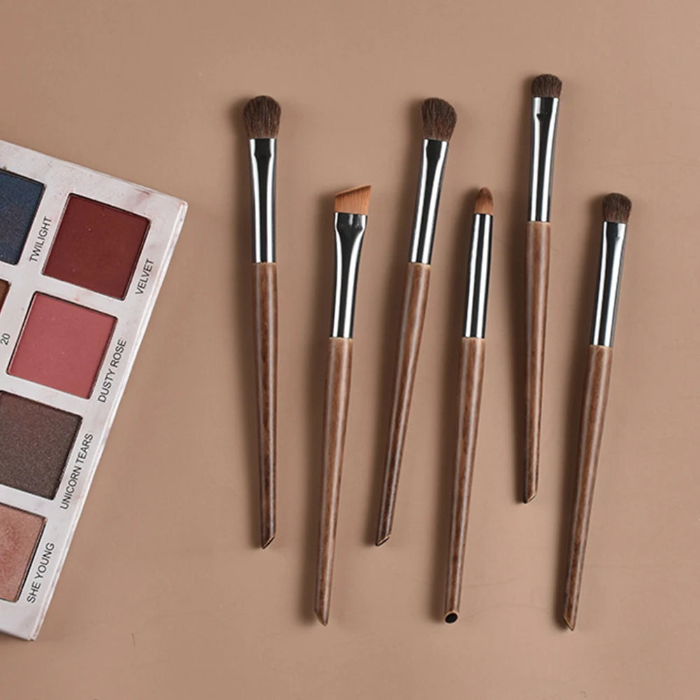 6pcs Soft Horse Hair Eye Makeup Brush Set - Complete Eyeshadow/Blending/Brow/Lip brush Tools