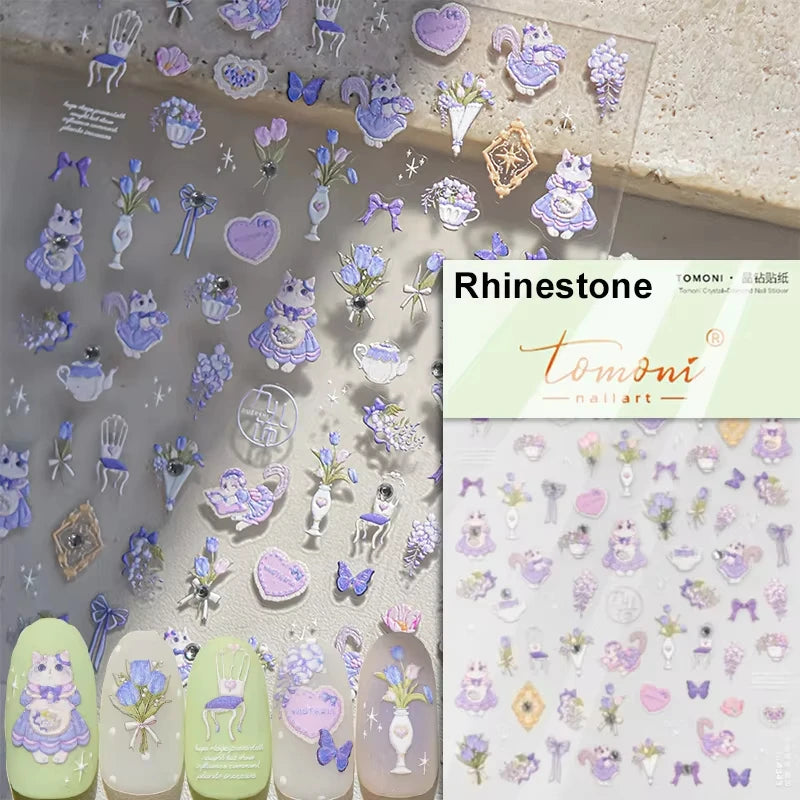 1pcs 5D Japanese Kawaii Bear Nail Art Stickers Brown Cartoon Animals Self-Adhesive Nail Decoration Decals DIY Slider Accessories