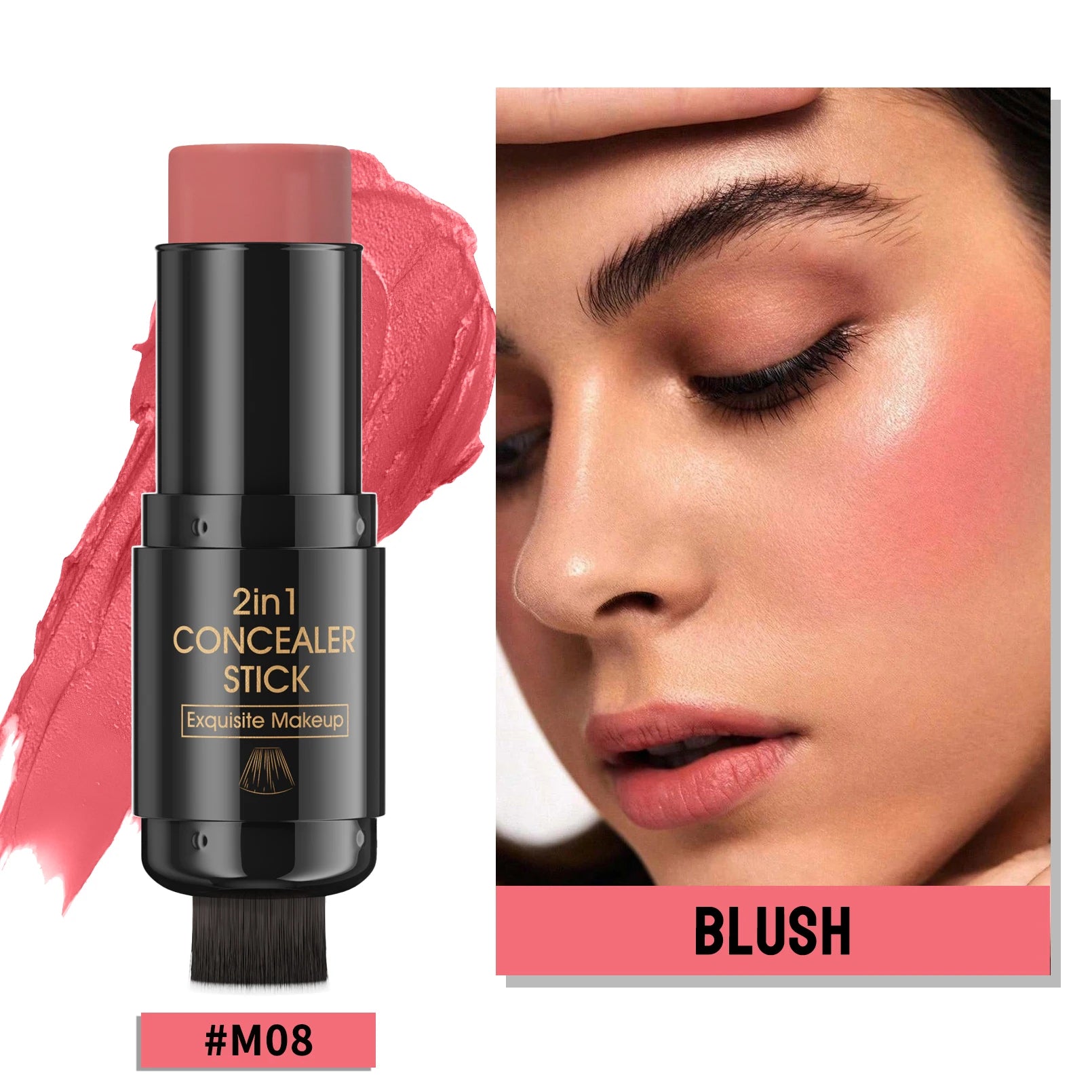 Double-head Face Bronzer Contour Stick Cream Makeup Light Dark Shadow Lasting Concealer Facial Brighten Contouring With Brush