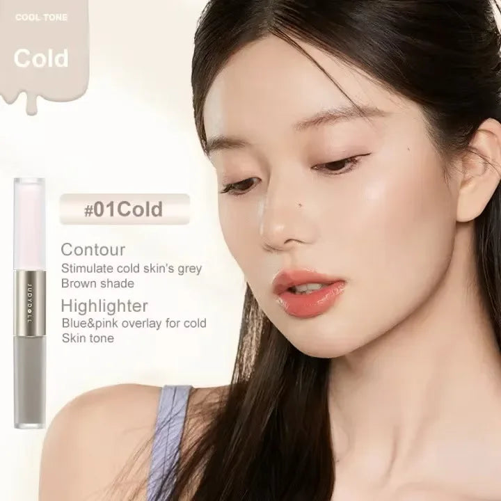 Judydoll Dual Head Liquid Highlighter & Contour Duo Matte Natural Long-lasting Powder-free for Beginner Nose Shaping Pen Makeup