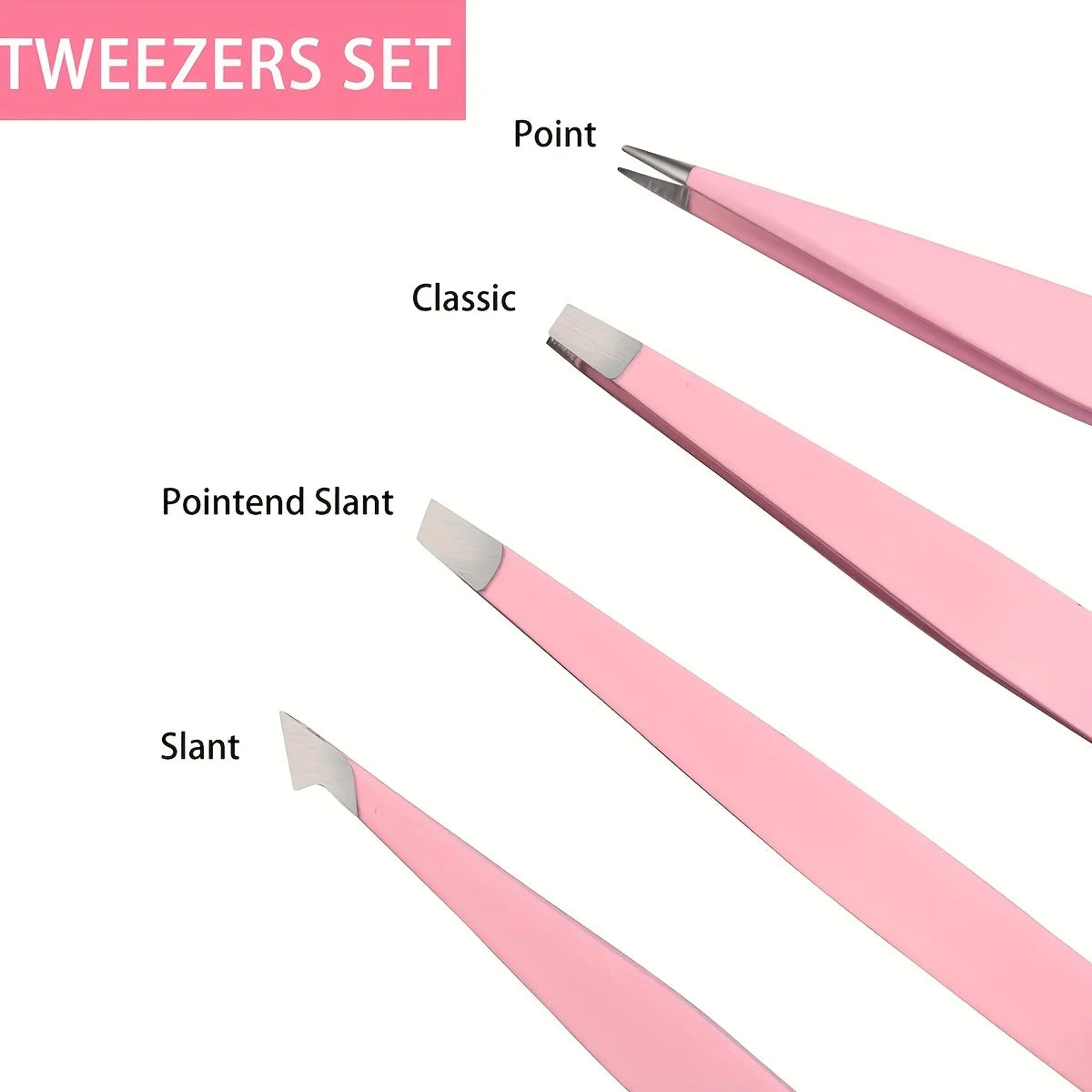 Professional 1/2/4 Piece Precision Stainless Steel Unisex Eyebrow Tweezers Set, Non-Slip Textured Handles, Fast Eyebrow Shaping,