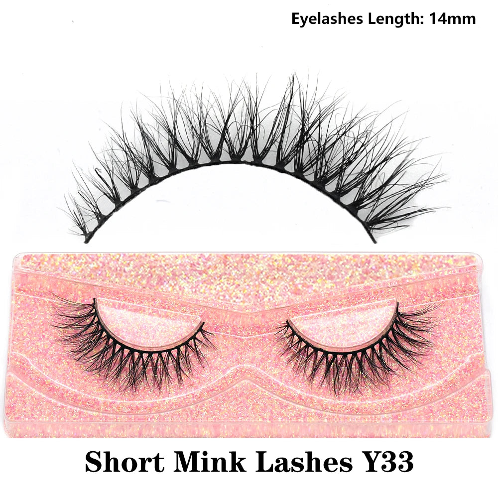 3D Mink Fluffy Half False Eyelashes Natural Soft Lightweight Clear Band Half Eye Strip Lashes Reusable Short Eyelashes Extension