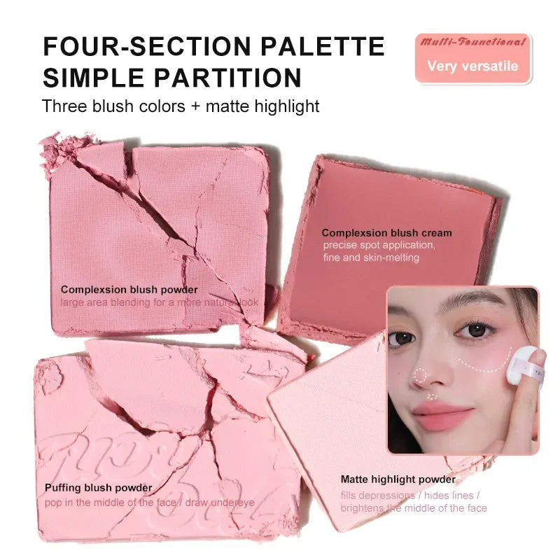 Judydoll 2-in-1 Blush & Highlighter Palette - Blush Cream, Radiant Matte Highlighter, Versatile Palette, Gift for Friend, Date