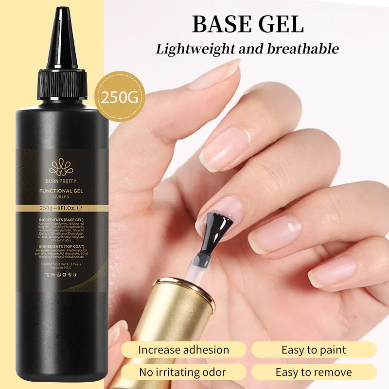 BORN PRETTY 250g Pure Black White Color Gel Nail Polish Semi Permanent Jelly Nude Gel Refilled Package Soak Off UV LED Gel