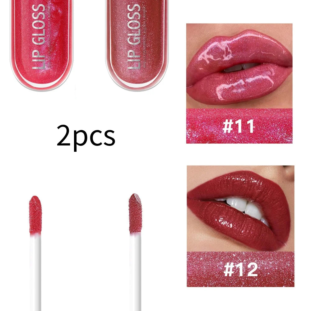 USHAS 12 colors mirror fine flash liquid lipstick pearlescent color waterproof sweatproof non-stick cup lip gloss