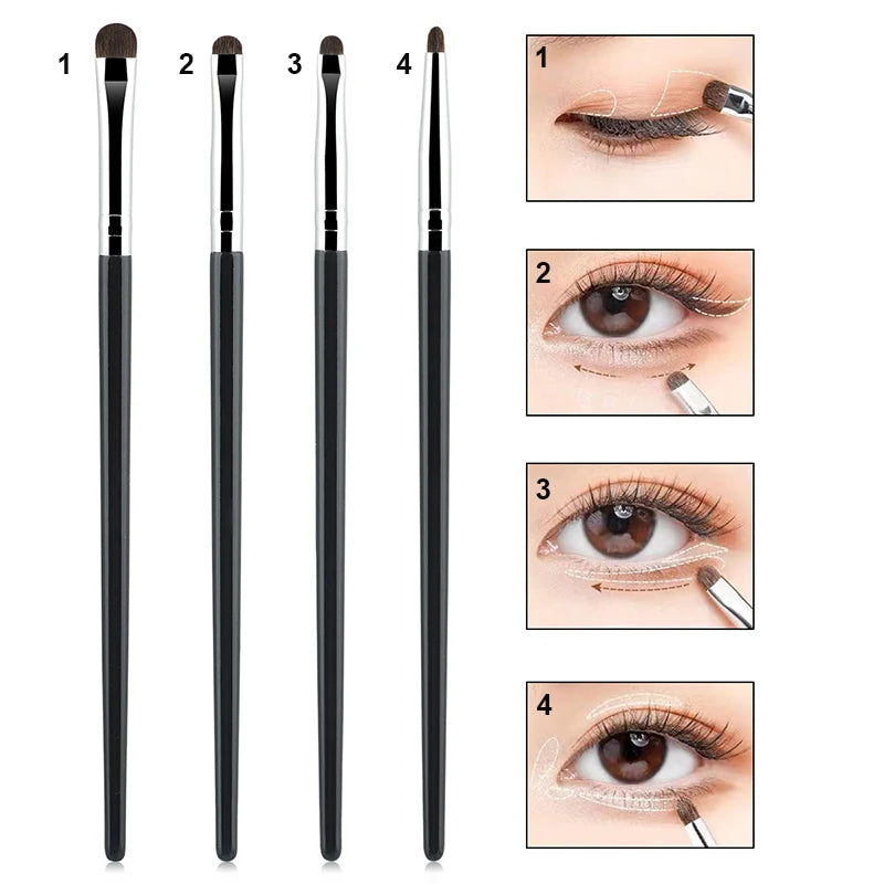 4pcs small eyeshadow brush Detail Makeup Brush Pony Hair Eye Makeup Eyeliner Brush Fine Smudge Concealer Portable Set