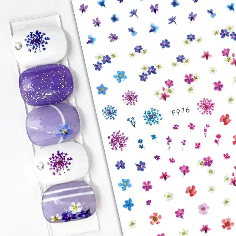 Cherry Blossom 3D Nail Stickers White Flower Petals Nail Art Decals Elegant Wedding Design Spring Sakura Manicure Slider Decor