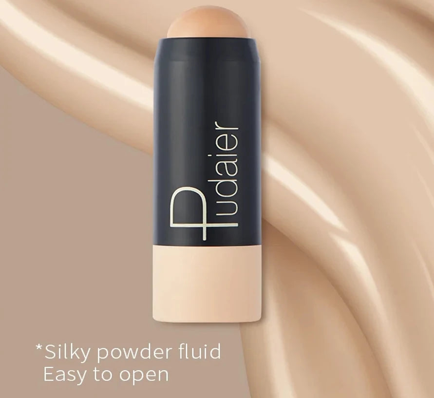 Full Coverage Lightweight Foundation Stick Contour Face Makeup Lasting Nude Foundation Base Hide Blemish Bronzer Cosmetics Brush