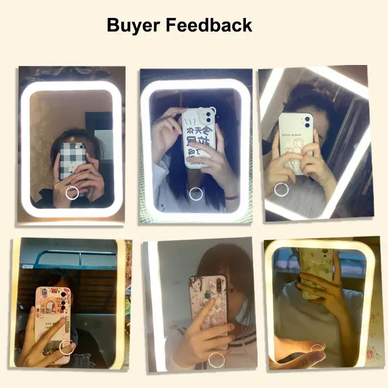 LED Smart Student Dormitory Desktop Fill Light Small Mirror, Makeup Mirror With Light,Girls Bedroom Dressing Table Mirro