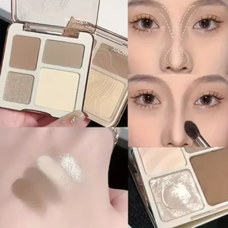 Natural 3D Face Pressed Powder Palette Matte Bronzer Contour Shade Multi-Purpose Highlighter Cosmetics Gift