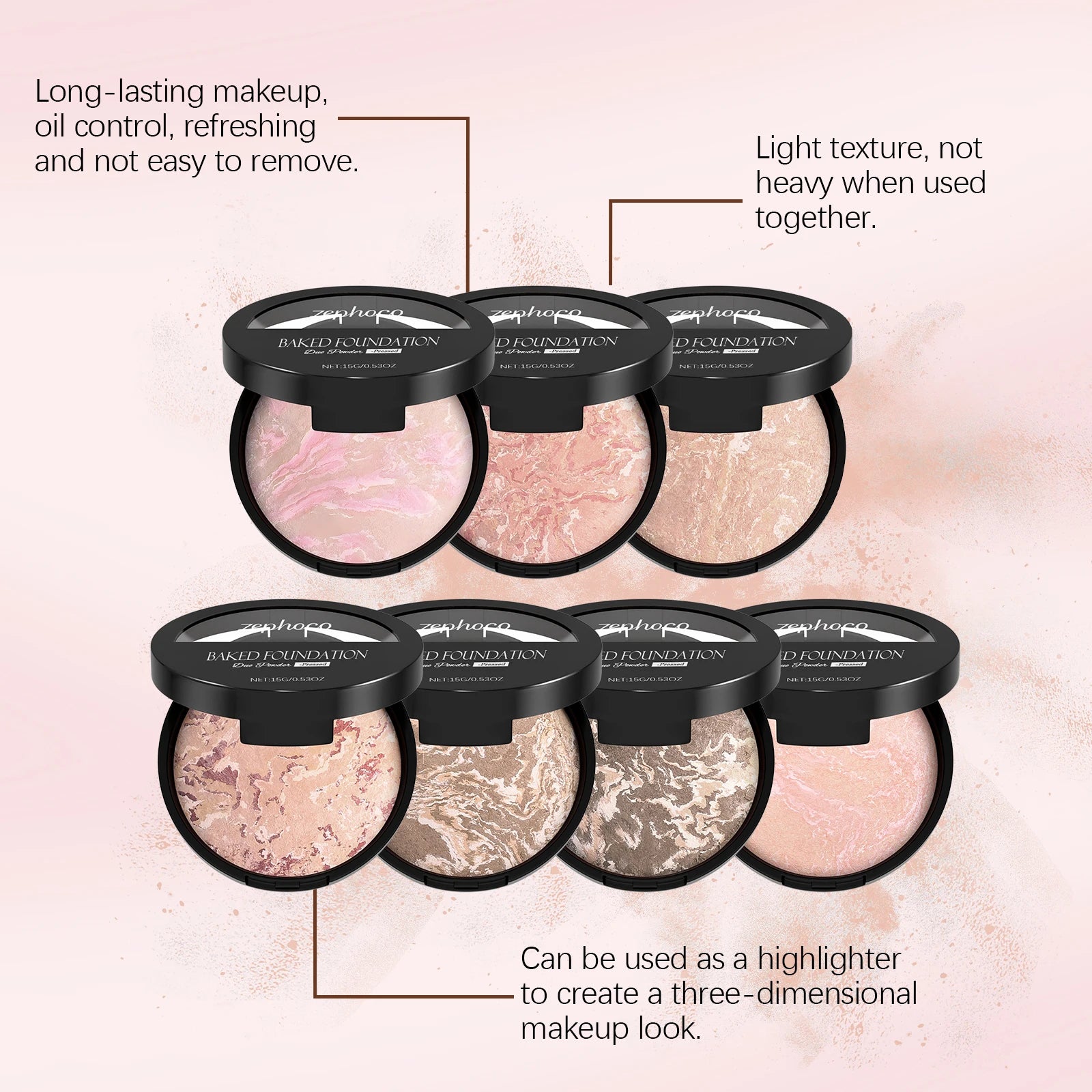 Full Coverage Pressed Powder Foundation Oil Control Brightening Waterproof Lasting Flawless Finishing Powder Face Makeup Setting