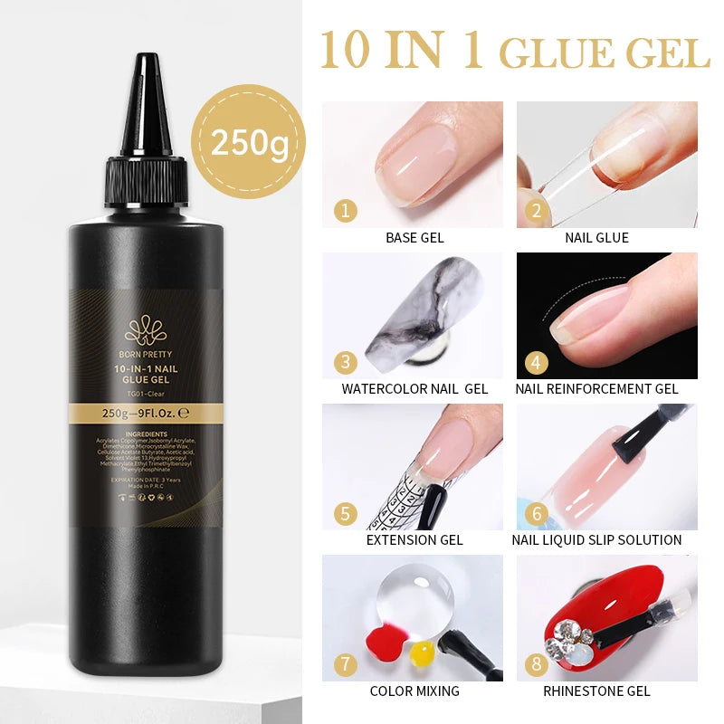 BORN PRETTY 250g Milky White Jelly Nude Gel Nail Polish Refilled Package Translucent Clear Semi Permanent Soak Off UV Gel