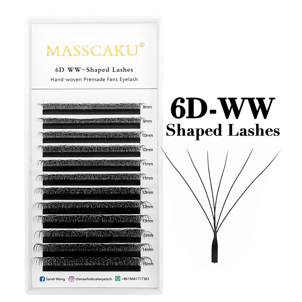 MASSCAKU Wholesale C/D Curl Faux Mink Premade Volume Fans Lash Individual Fluffy 6D 7D 8D 9D 10D W Style Eyelash Easy to Pick