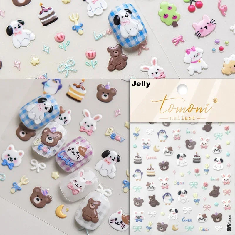 Cute Cat Eye Fishbone Animals Leopard Cat Ginger Cat Kitten Exclamation Point Paw Self Adhesive Nail Art Sticker Manicure Decals