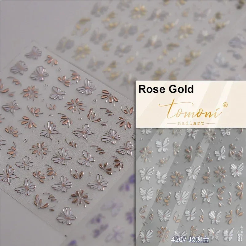 Jelly Butterfly 5D Nail Art Sticker Rhinestone Crystal Charming Shiny Insect Animals DIY Self Adhesive Decoration Manicure Decal