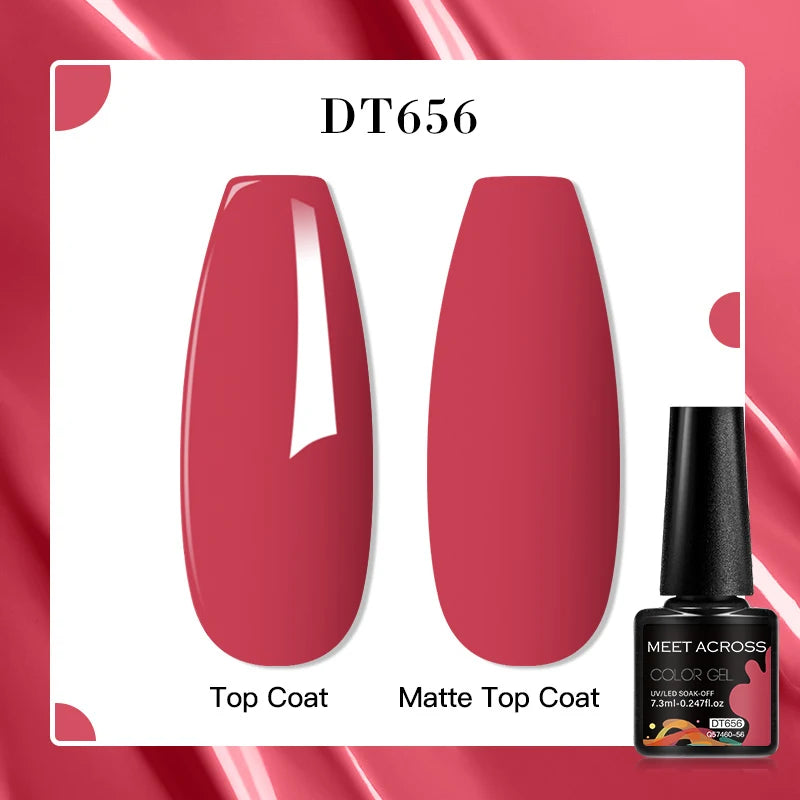 MEET ACROSS 160 Colors 7.3ml Gel Nail Polish Vernis Glitter Sparkly Semi Permanent Soak Off LED UV Gel Varnish Nail Art Manicure