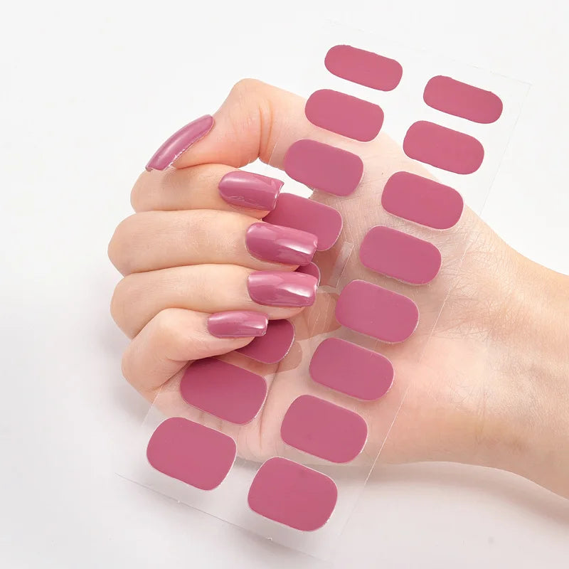 Pink Nude Full Cover Nail Sticker Gradient Color Self-Adhive Simple Full Nail Wraps DIY Thermal Effect Nail Art Making Manicur