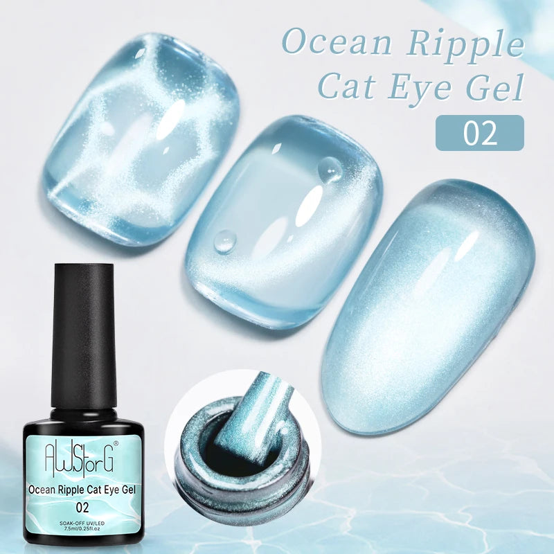 AWStorG 7.5ml Golden Gradient Cat Eye Nail Polish Gel Phototherapeutic Gel Soak Off Nail Magnetic Gel Polish Nail Art DlY