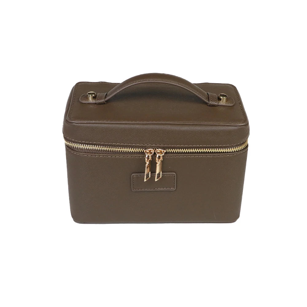 Customized name pu leather cosmetic bag with zoned storage and large capacity toiletry bag for autumn and winter new products