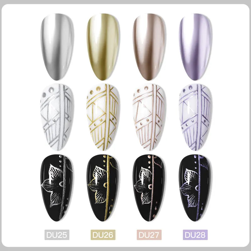 Mtssii 8ml Metallic Painting Nail Gel Polish Gold Silver Creative Elastic Nail Gel for PaintingDrawing Magic Mirror Gel Varnish