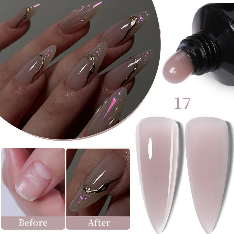 LILYCUTE 15ML Quick Extension Gel Nail Polish Milky White Clear Pink Color French Manicure Finger Prolong Nail Hard Gel Varnish