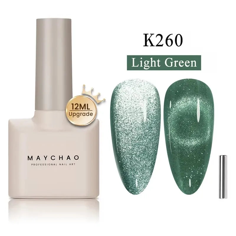 MAYCHAORomantic Galaxy Cat Eye Gel Nail Polish With Magnet Soak off UV Holographic Magnetic Rainbow Gel Polish for Nail Manicure