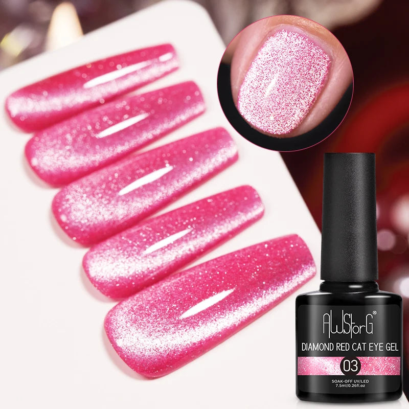 AWStorG 7.5ml Golden Gradient Cat Eye Nail Polish Gel Phototherapeutic Gel Soak Off Nail Magnetic Gel Polish Nail Art DlY