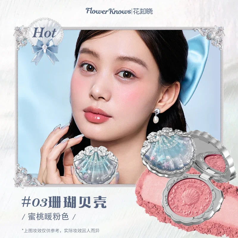 Flower Knows Strawberry Rococo Series Embossed Blush Fine Powder Makeup Smooth Long-Lasting Blusher Face Enhancing Makeup Color