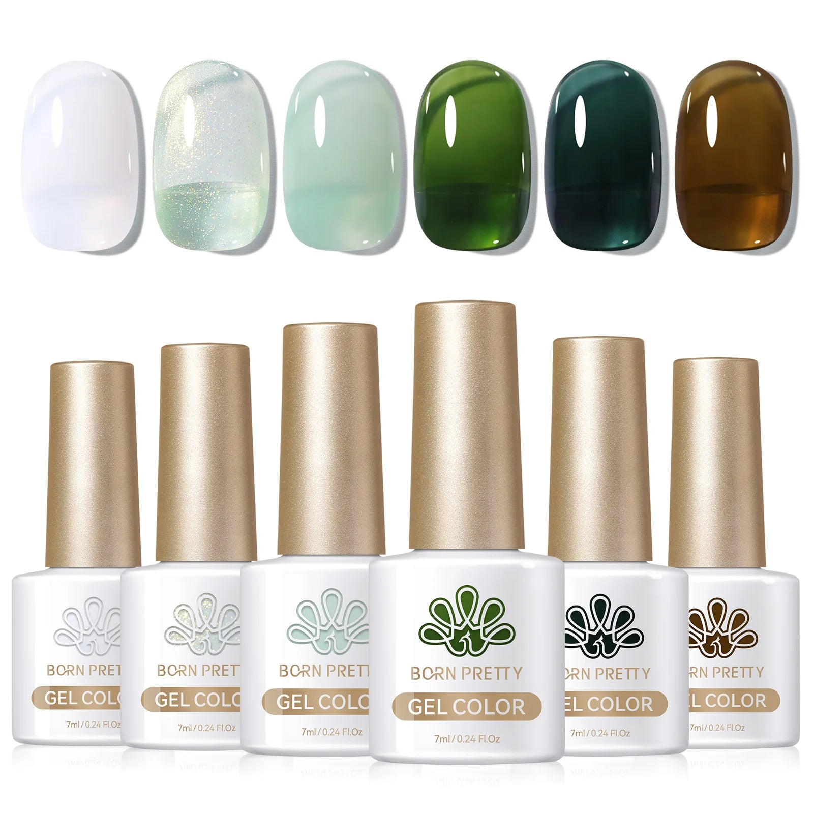 BORN PRETTY 6pcs Crystal Amber Gel Nail Polish Set Jelly Pink Nude Winter Semi Permanent Soak Off UV LED Varnish Manicure Kits